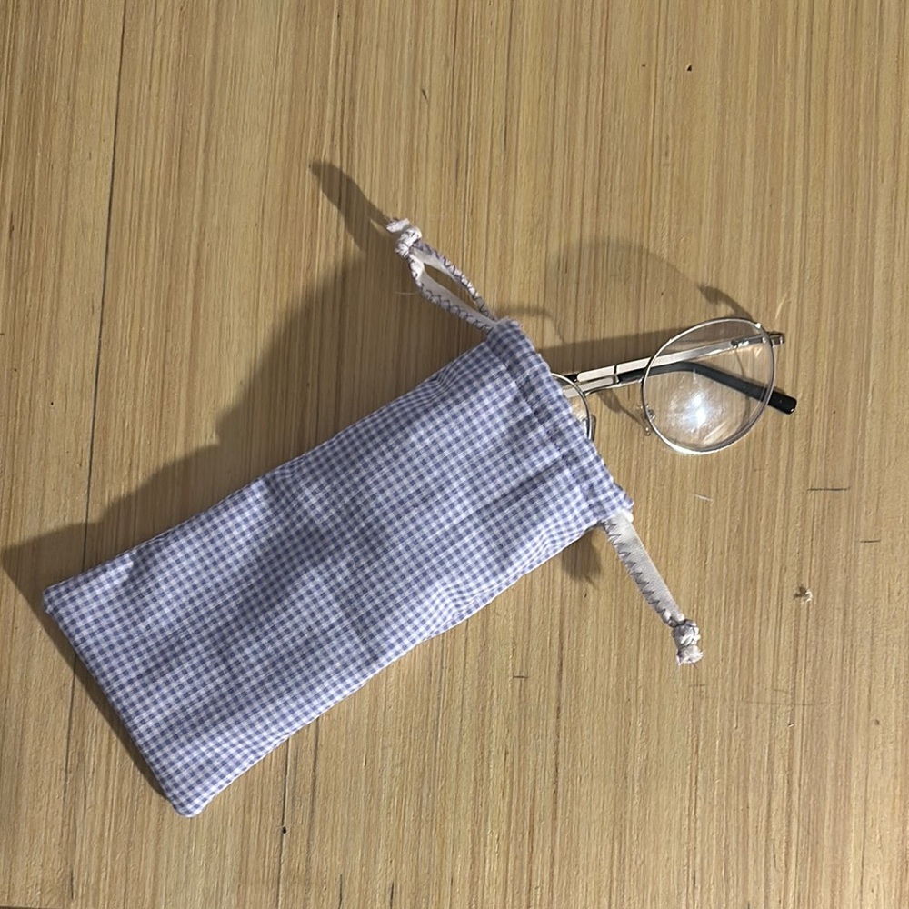 Blue Gingham Drawstring Case - Picture 2 of 11